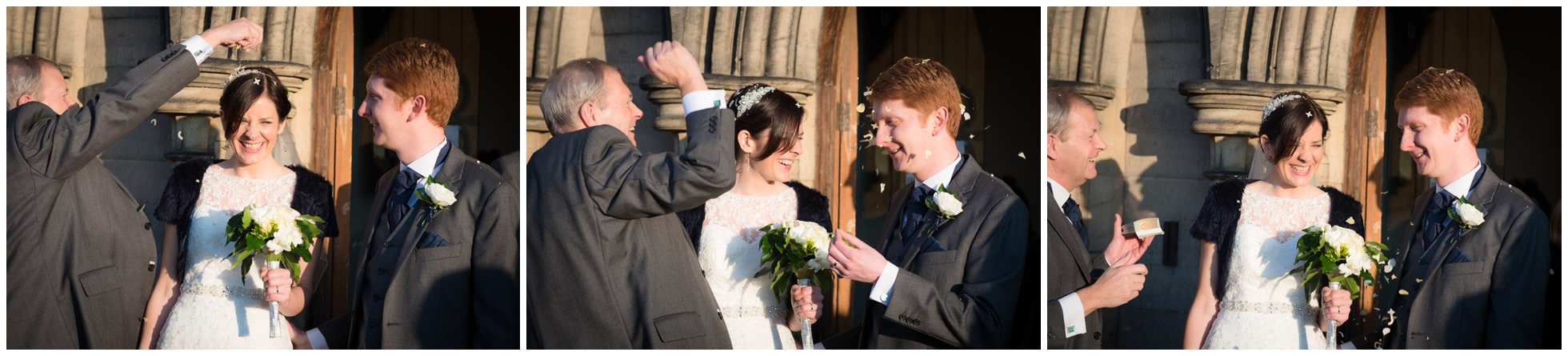 Confetti throwing galore St Paul's Church York Wedding Photography