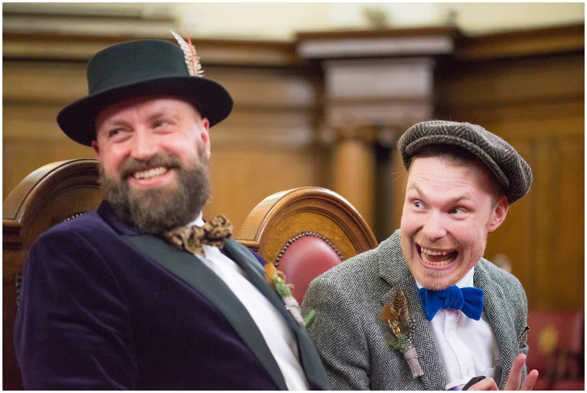Happy gay couple at islington town hall