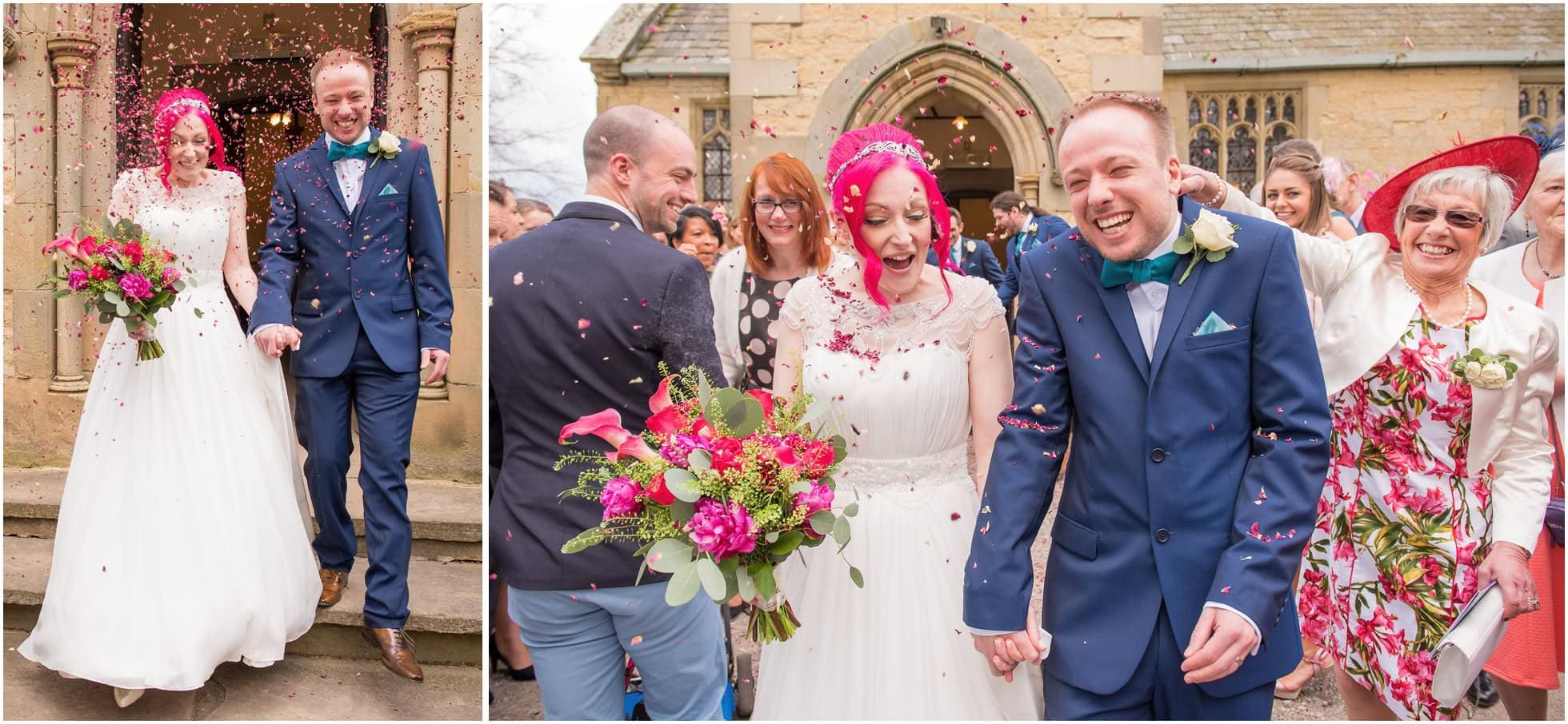 Confetti shot outside Sand Hutton Church