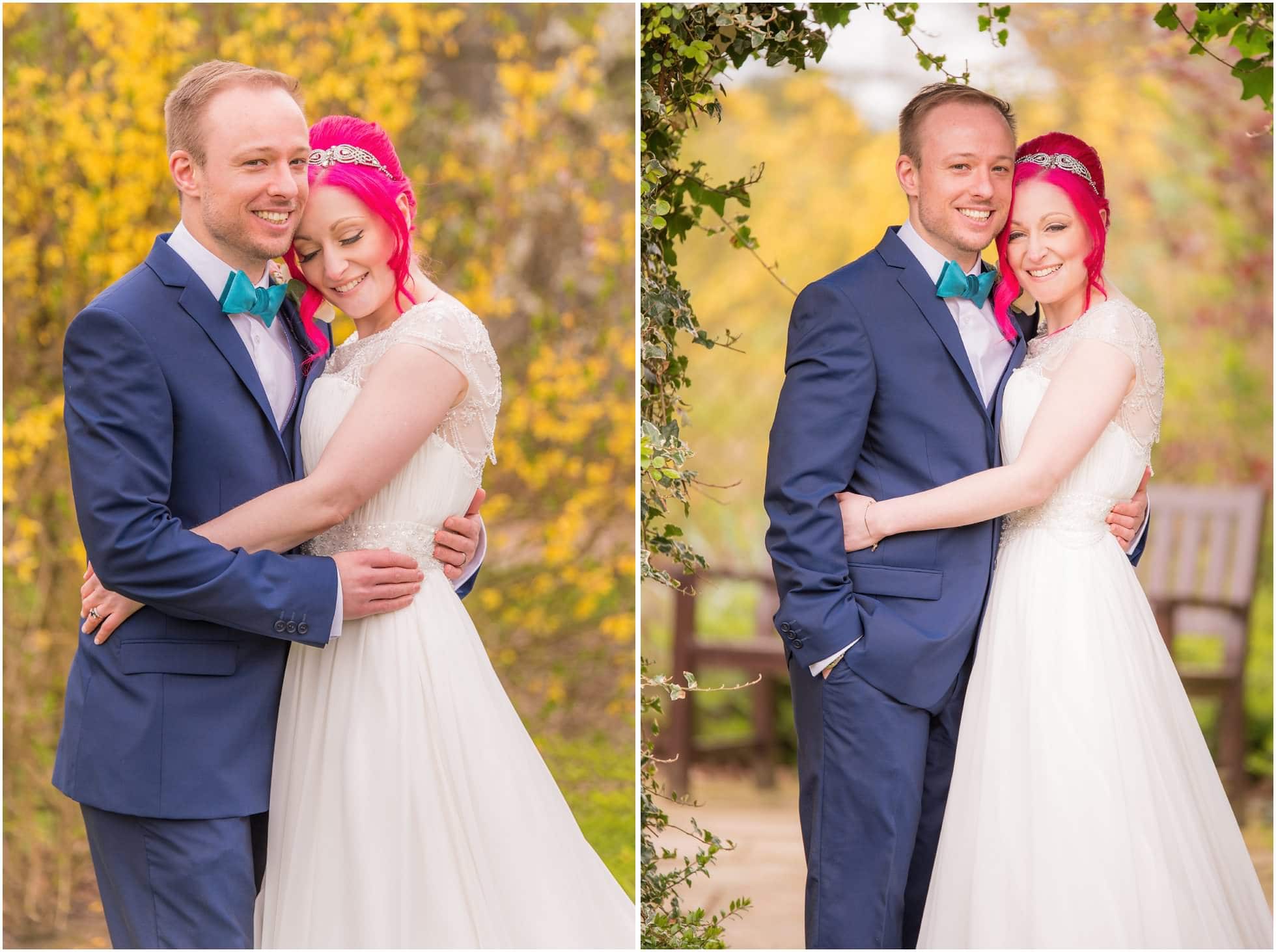 Relaxed portrait shots in the wedding gardens of Sandburn Hall