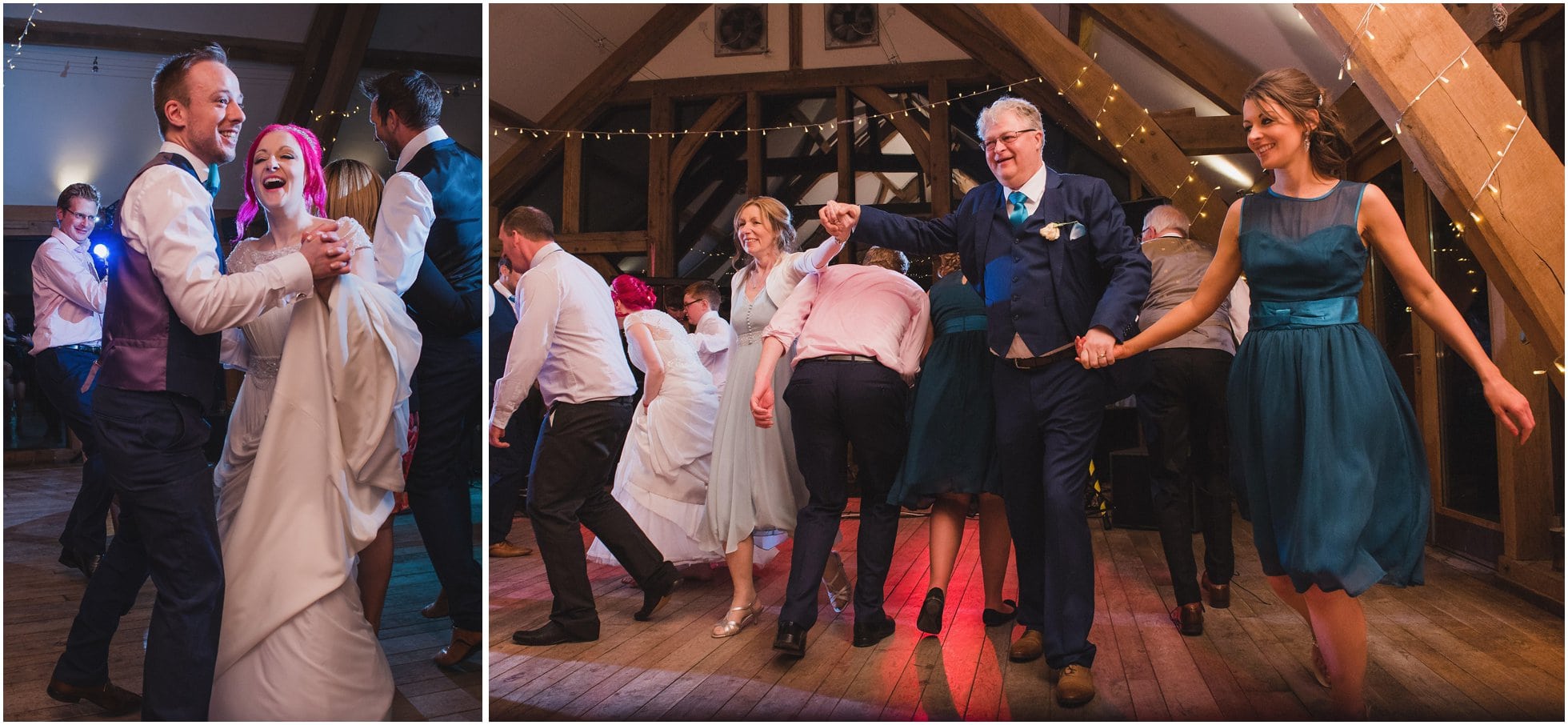 The happy couple and her parents dancing at this York wedding