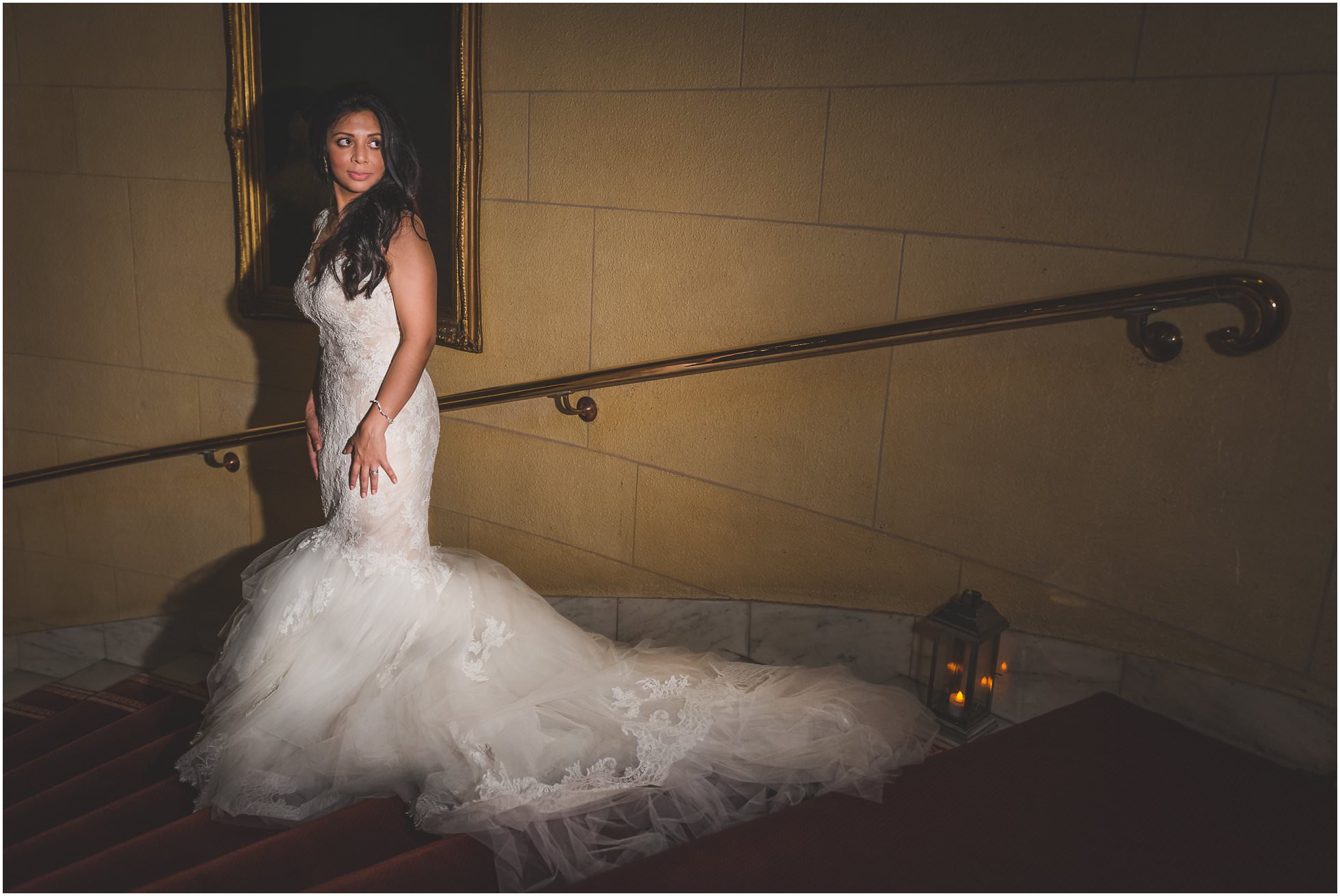 Bride portrait on the stairs of One Whitehall Place