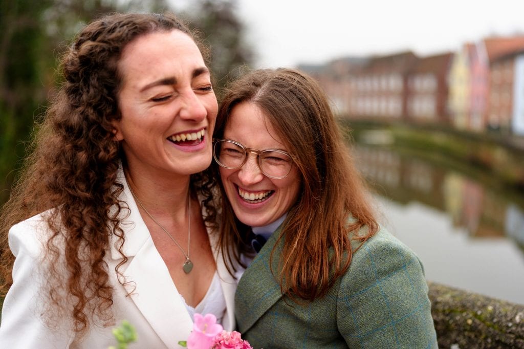 Newly married lesbian wedding couple in Norwich