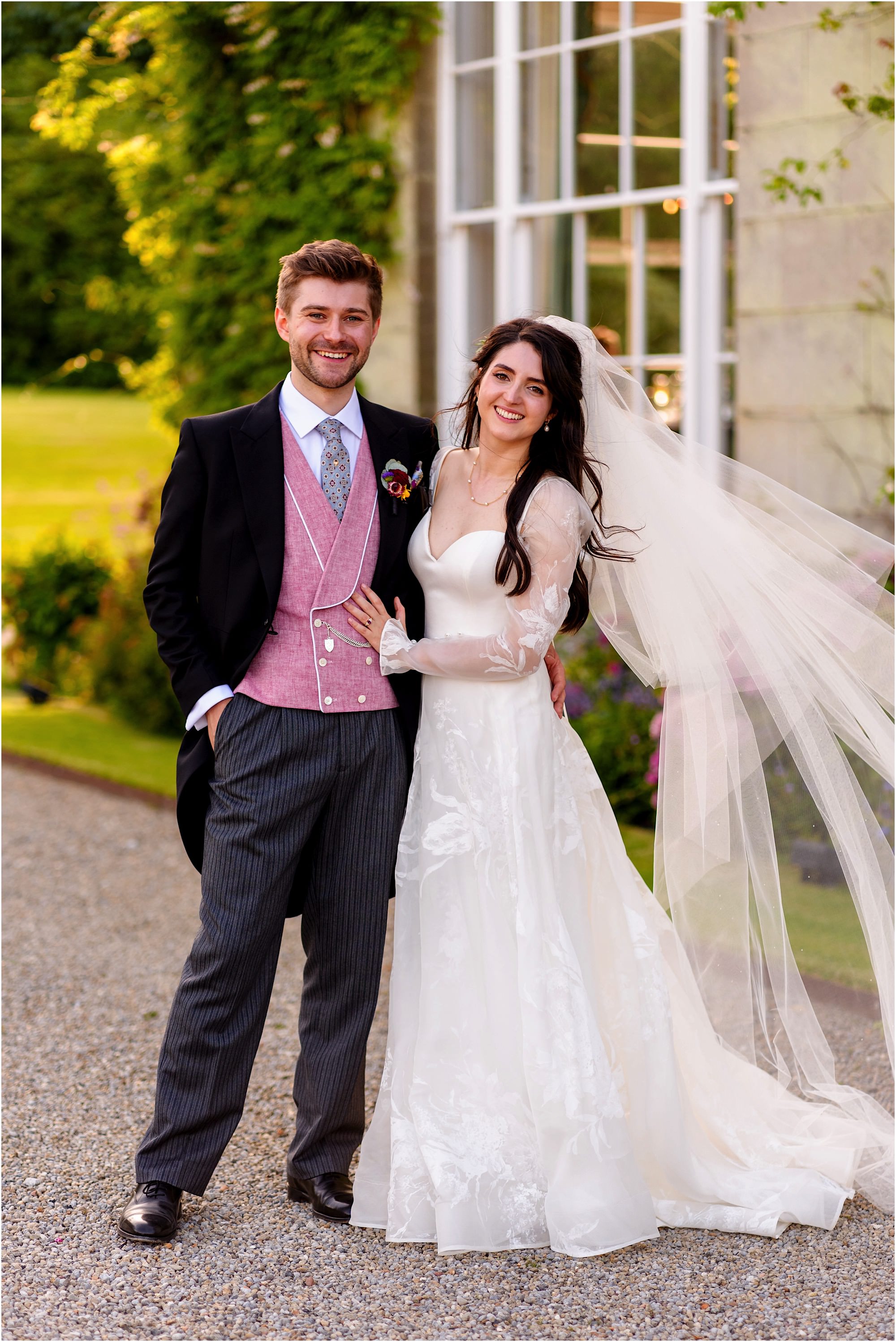 Bride and groom at Birdsall Estate