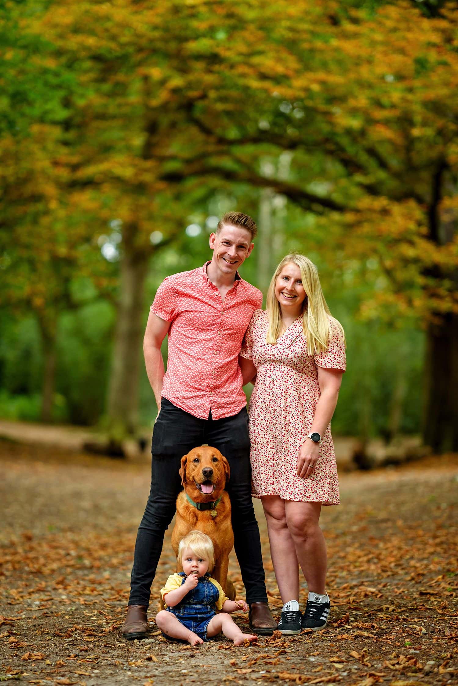 Norfolk Family Photographer photo of family with dog in Mousehold Heath, Norwich
