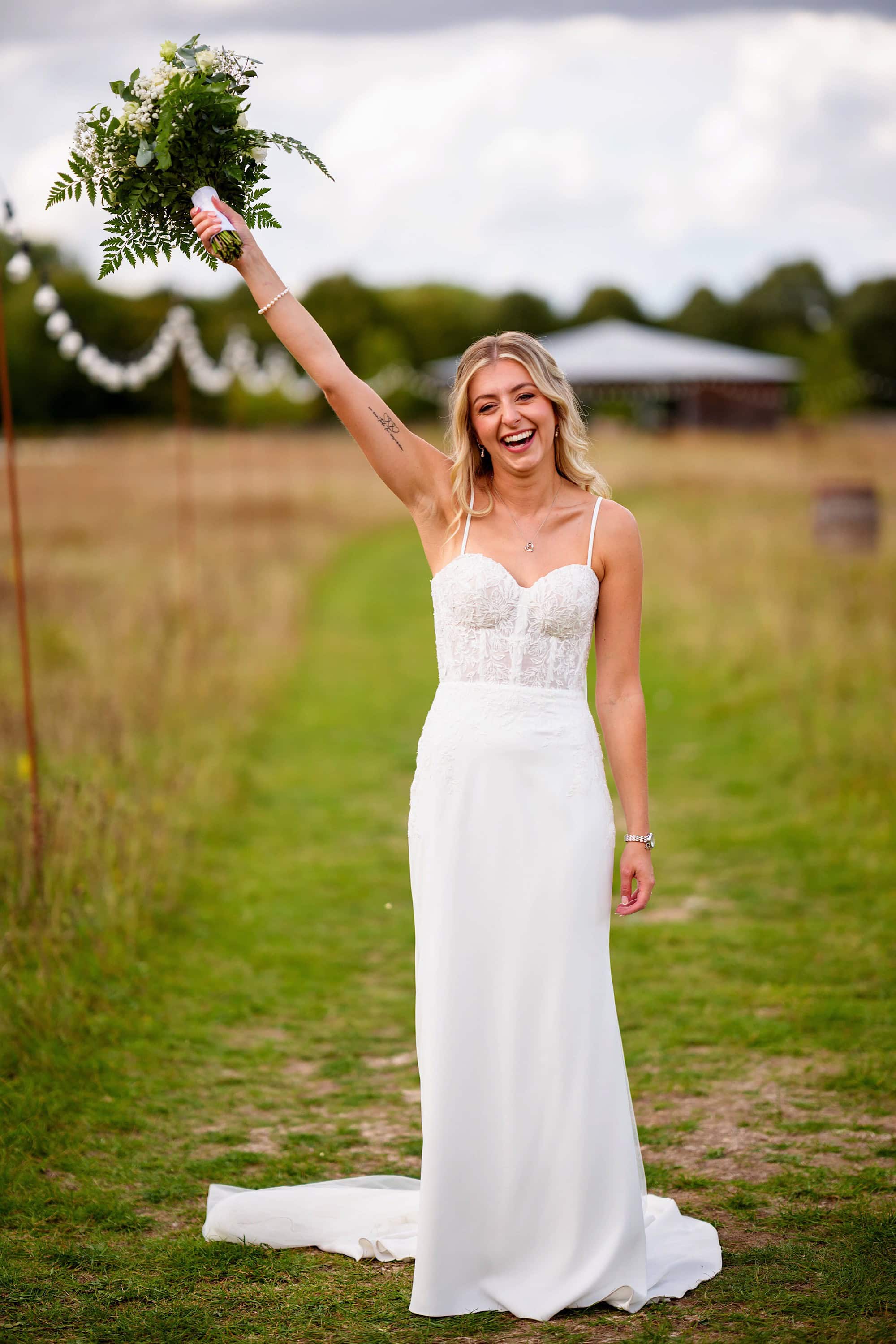 happy bride cheering