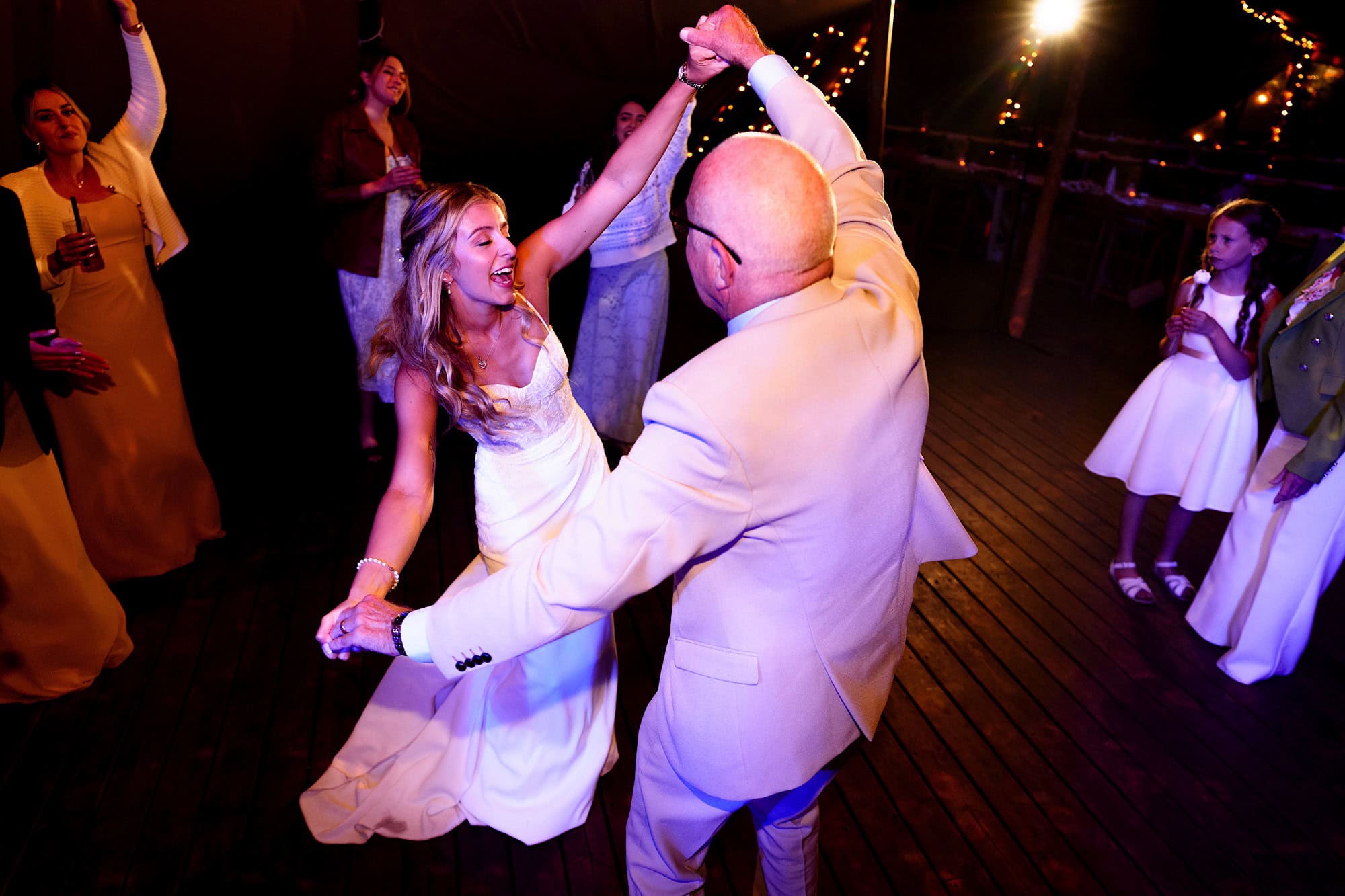 bride and grandad dancing